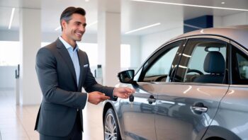 Persona recibiendo su nuevo vehículo